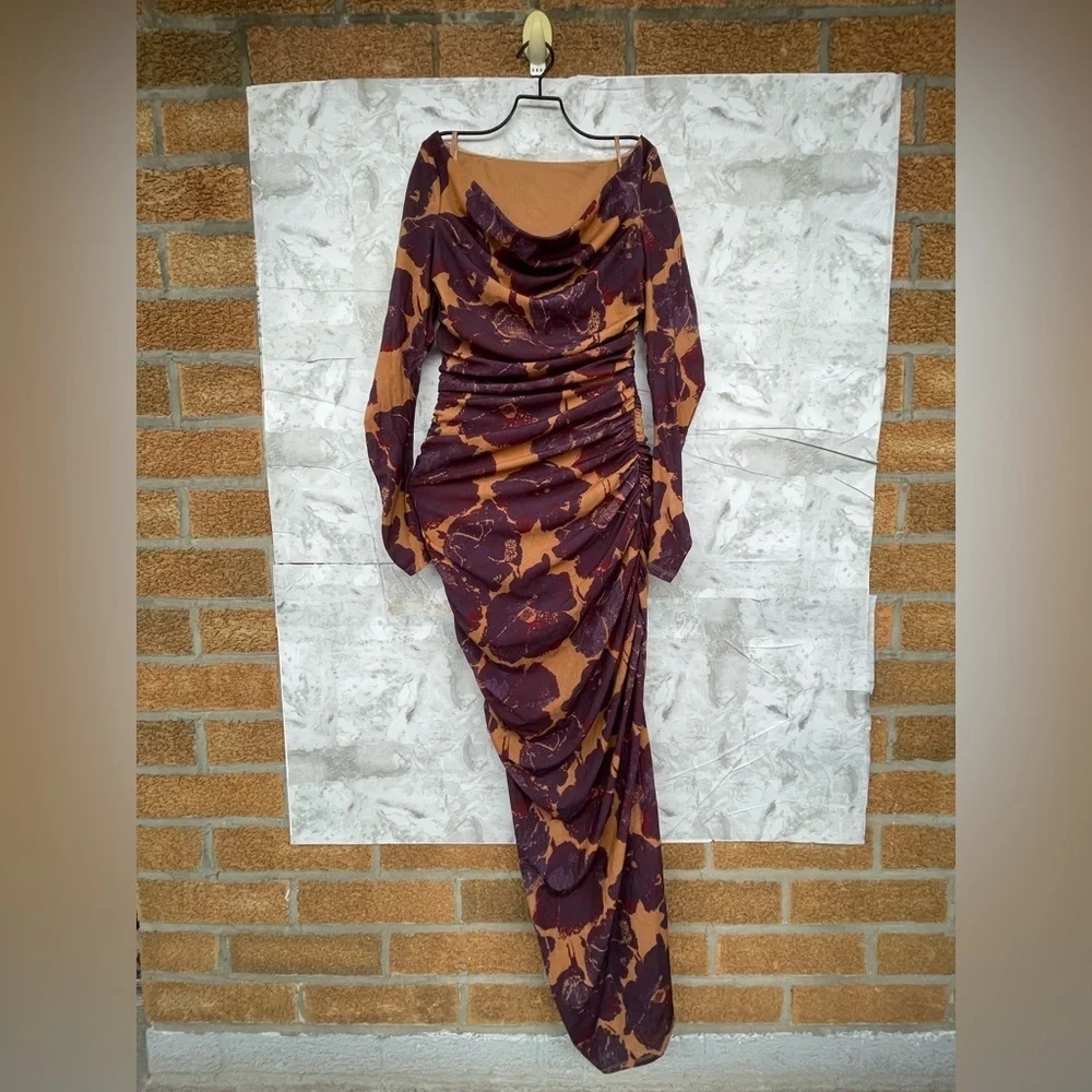 STAUD Solana Floral Maxi Dress Dried Pressed Flowers S Long Sleev Wedding Guest - Picture 7 of 16